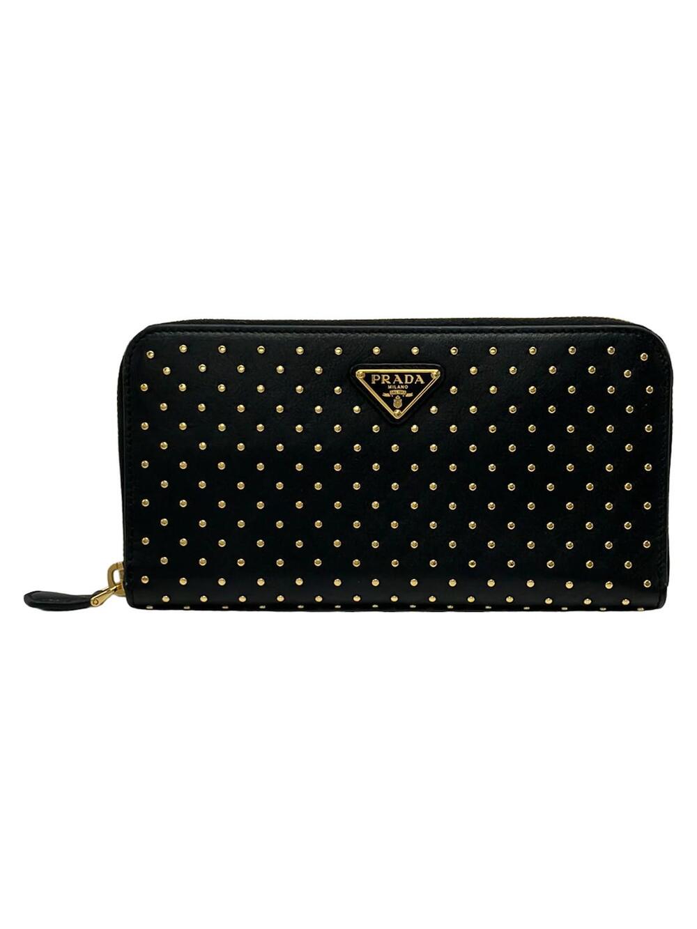 Prada Black Gold Leather Hardware Long #363086P74B